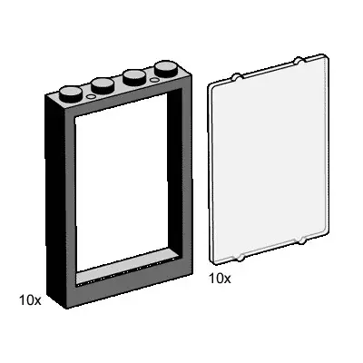 1x4x5 Black Window Frames with Clear Panes