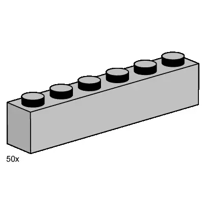 1x6 Light Grey Bricks