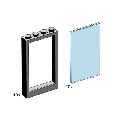 1x4x5 Black Window with Transparent Light Blue Pane
