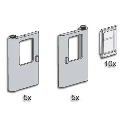 Grey Train Doors with Panes