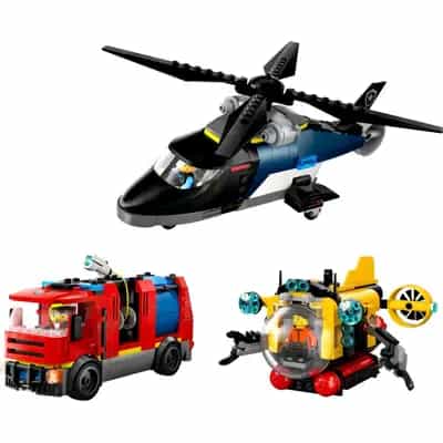 LEGO 60462 Zestaw z helikopterem, wozem strażackim i łodzią podwodną