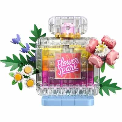 Flakon perfum z kwiatową ozdobą