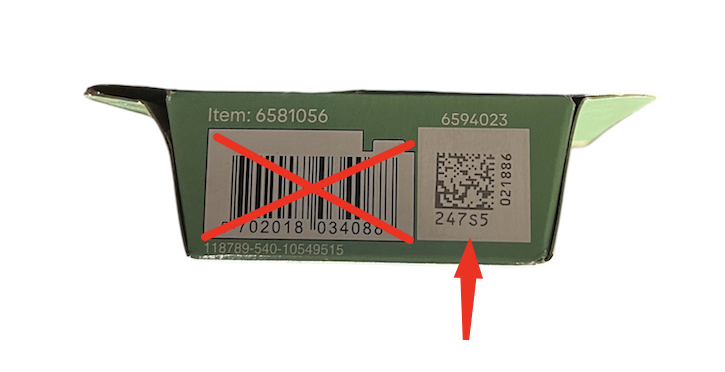 Przykładowy kod QR na opakowaniu minifigurki LEGO